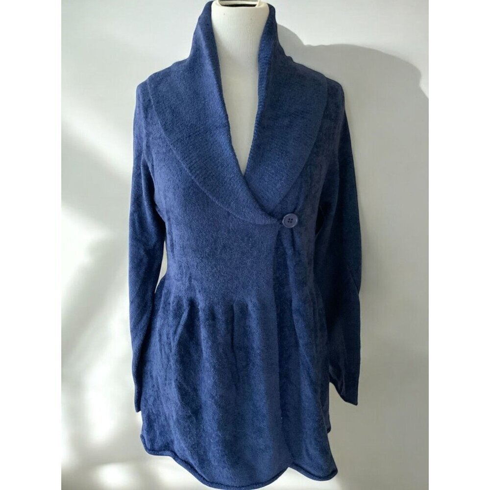 Newport News Large Blue Knit Retro Boho Sweater Button Closure Vintage Y2K NEW - Picture 8 of 8